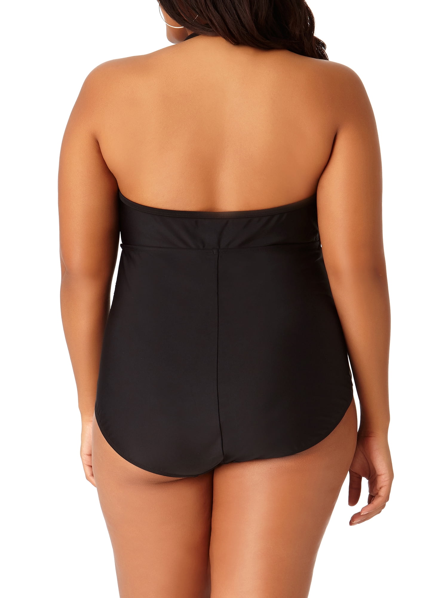 Women's Plus-Size Shadow Stripe Mesh One-Piece Swimsuit