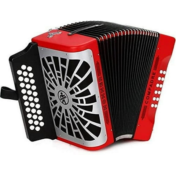 Hohner Compadre Diatonic Accordion - EAD - Red with Gig Bag - Silver Grille
