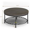 Round Coffee Table Rustic Wood Surface Top & Sturdy Metal Legs