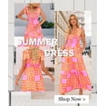 thumbnail image 5 of Vestido maxi boho CURBODO con tirantes finos, cuello cuadrado, rosa, talla L, 5 of 5