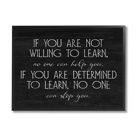 Stupell Industries Determined To Learn Motivational Graphic Art Black Framed Art Print Wall Art, Design by Lil' Rue