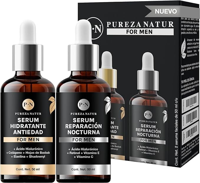 Pack cuidado facial Hombre Pureza Natur Serum de dia Y de noche ...