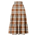 thumbnail image 4 of Delconic Ladies' plaid printed casual elastic waist drawstring skirt Orange XL, 4 of 5