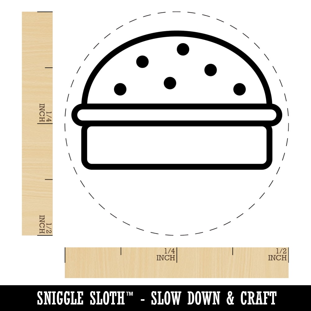 Hamburger Outline Fast Food Self-Inking Rubber Stamp Ink Stamper - Brown Ink - Mini 1/2 Inch