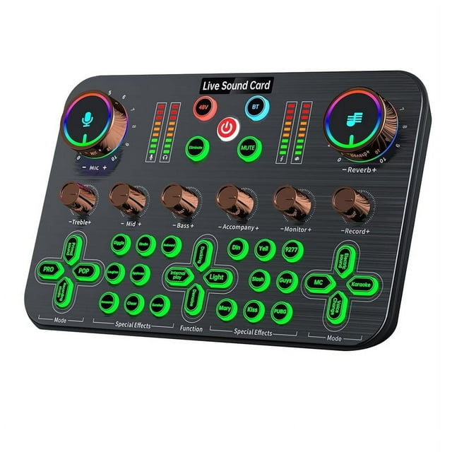 Mezclador de audio para juegos, mezclador de audio para streaming, tarjeta de sonido para transmisión en vivo, grabación de podcasts, PC y guitarra.
