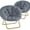 Gray, variant on Accent Chair, Folding Living room Saucer Chair with Faux Fur Padded for Lounge Reading, Metal X-Large, Whie