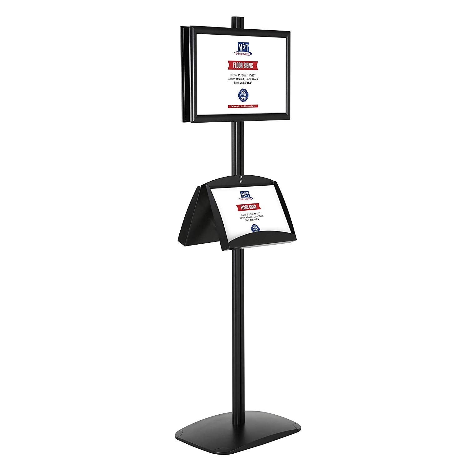 M&T Displays Free Standing Display Stand with 2 x (11X17) Frames snap