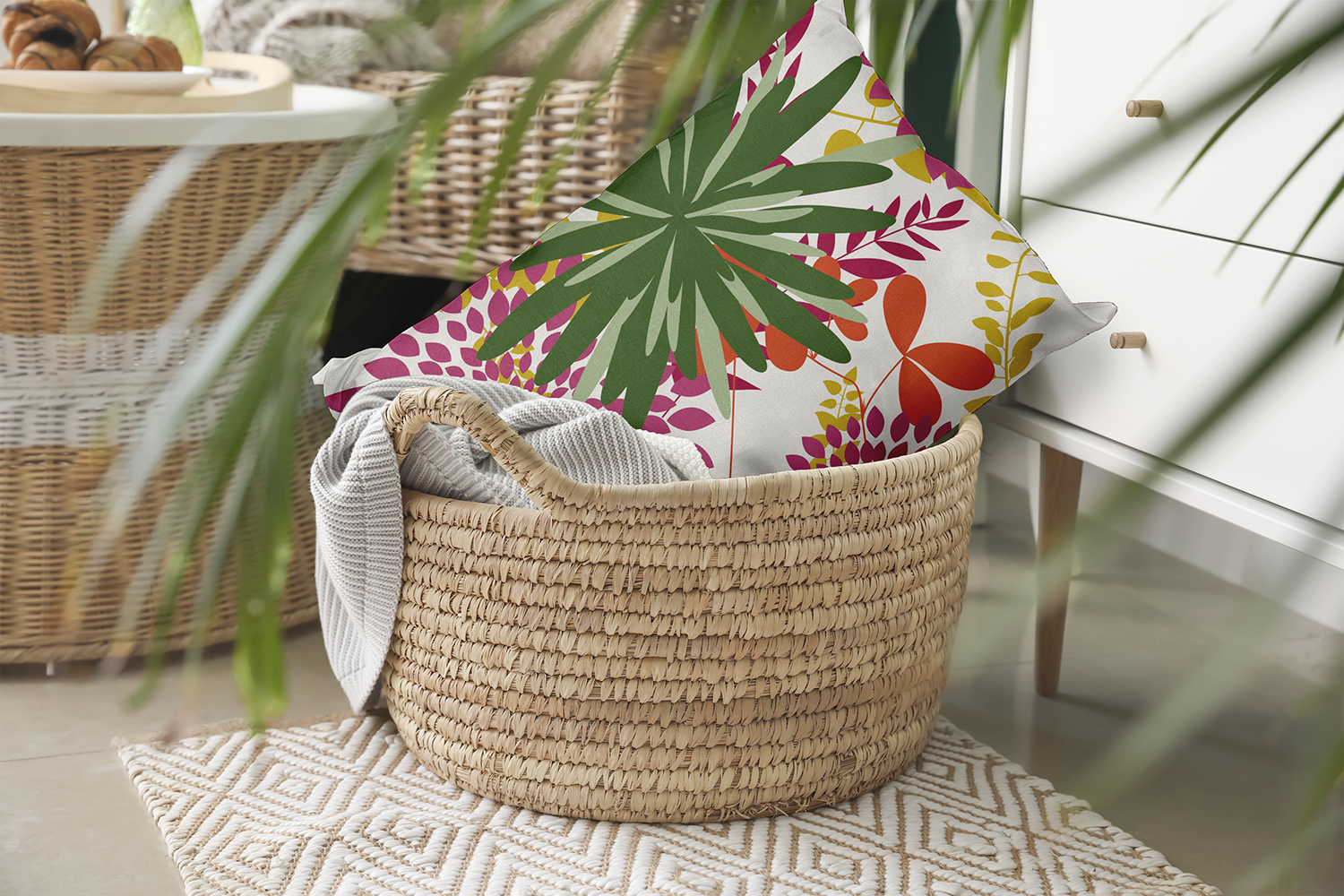 20" x 14" Simply Daisy Jumble Floral Polyester Indoor/Outdoor Pillow, Leaf Qty 1