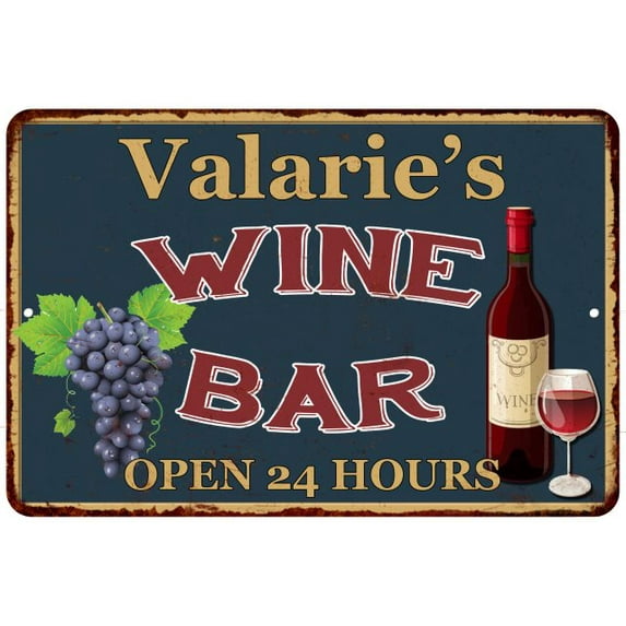 Valarie's Green Wine Bar Sign Wall Decor 8 x 12 High Gloss Metal 208120043808