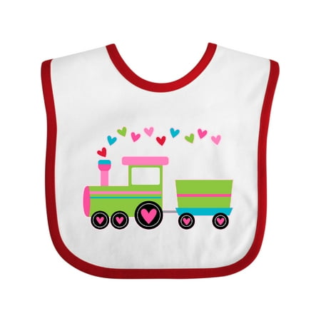 

Inktastic Valentine Heart Train Boys or Girls Baby Bib