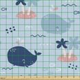 thumbnail image 2 of Ambesonne Underwater Fabric by the Yard Upholstery, Whale Character, 5 Yards, Coral and Ceil Blue, 2 of 5