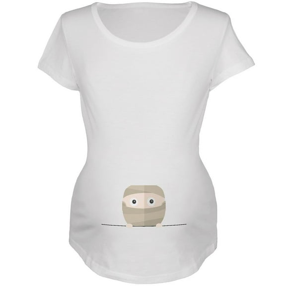 Halloween Mummy Baby White Maternity Soft T-Shirt - X-Large