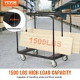 thumbnail image 1 of VEVOR Drywall Cart, 1500 LBS Panel Dolly Cart con plataforma de 36.02" x 24.02" y ruedas giratorias de 5", carro de láminas de yeso de alta resistencia, manipulación de paneles de pared, yeso, madera, 1 of 8