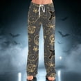thumbnail image 2 of QWKLEAJ Halloween Pajama Pants Women Flannel Lounge Sleepwear Loose Fit Elastic Waist Long Trousers Holiday Party Casual Home Wear Cute Pumpkin Print Cozy Winter Bottoms, 2 of 5