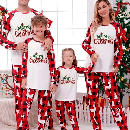 

YYDGH Merry Christmas Pajamas for Family Classic Plaid Christmas Matching Pajamas Set for Adults and Kids Holiday Xmas Sleepwear Set