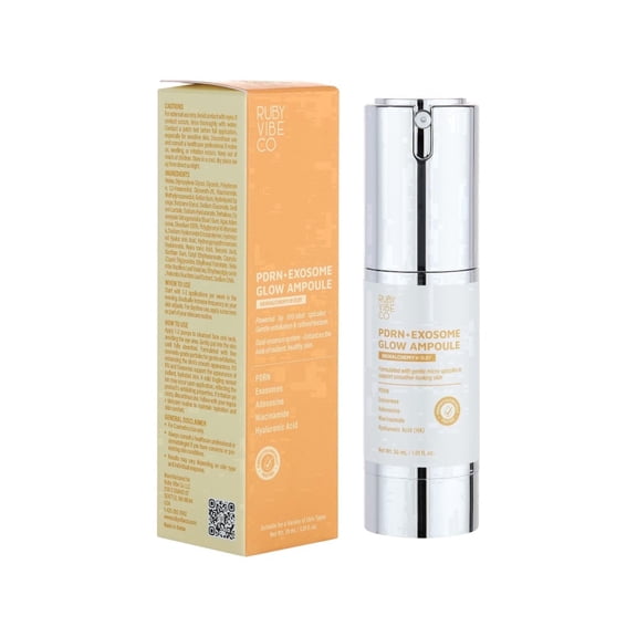 RUBY VIBE CO PDRN+Exosome Glow Ampoule, Hydrating Face Serum with PDRN, Exosome-Inspired Technology, Niacinamide & Hyaluronic Acid, 1.01 fl oz