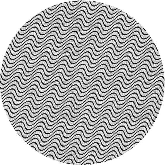 Ahgly Company Machine Washable Indoor Round Transitional White Smoke Area Rugs, 5' Round