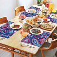 thumbnail image 2 of Blue Pioneer Flower and Paisley Pattern Summer Placemats Table Placemats Set Of 4-Linen Kitchen Washable Placemats Table Mats 11.8"x17.7" Non-Slip Heat Resistant, 2 of 6