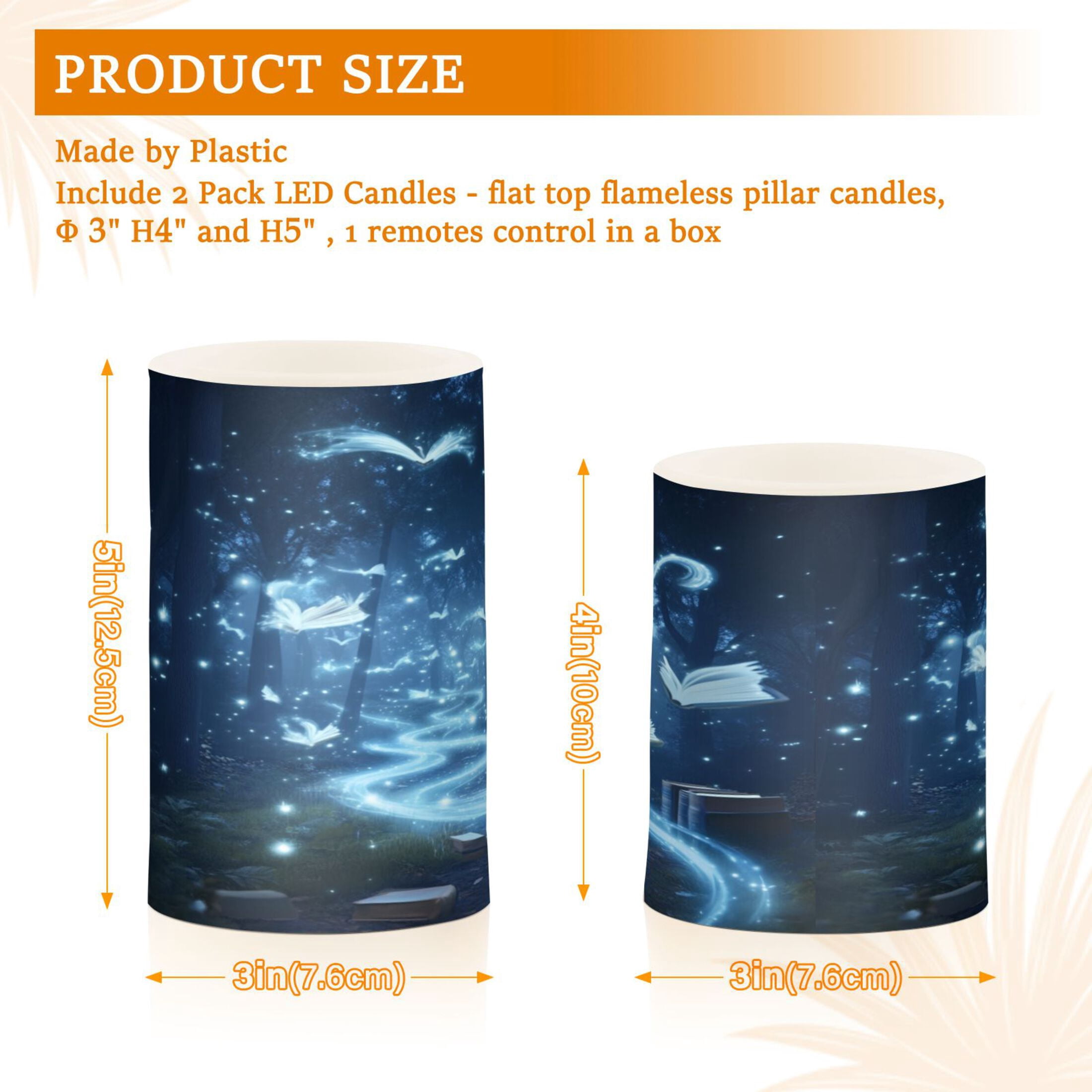 2 PCS Flameless Candles with Remote Timer LED Battery Operated Flickering Candle Light for Wedding Table Home Decoration Gifts Books Flying
