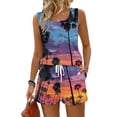 thumbnail image 2 of Stralyhd Two Piece Sets for Women Hawaii 2026 Summer Set Vacation Shorts Outfits Dressy Casual Matching Lounge Set Dark Blue S, 2 of 5