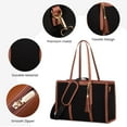 thumbnail image 4 of Lovevook Laptop Tote Bag for Women,Pu Leather Laptop Purses,Large Capacity Laptop Bag Computer Bag with Clutch Purse for Business,Work,Study,Office,Travel-Black Brown, 4 of 8