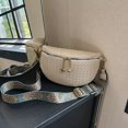 thumbnail image 1 of Riñonera pequeña para mujer Bolso de viaje para mujer de piel sintética con doble cremallera (Beige), 1 of 8