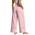thumbnail image 4 of hlysgo Women's Casual High Waist Pants Tassel Drawstring Lace Trim Wide Leg Palazzo Pant Flowy Boho Casual Trousers with Pockets Pink,S, 4 of 4