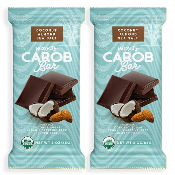 Missy J's Organic Carob Coconut Almond Candy Bars Healthy Dessert Gluten Free Snacks Chocolate Substitute