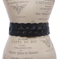 thumbnail image 3 of Ladies 3" (75 mm) Wide High Waist Round Disk Linked Braided Cowhide Top Full Grain Leather Belt, 3 of 4