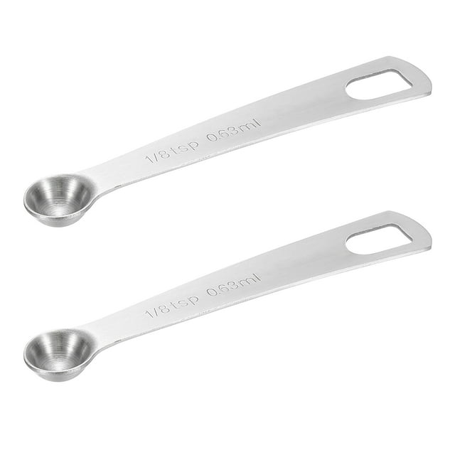 Cucharas medidoras de 2 piezas de 0.63ml, cuchara medidora de 1/8 Tsp de acero inoxidable, medidor individual solo para café molido y té suelto en polvo