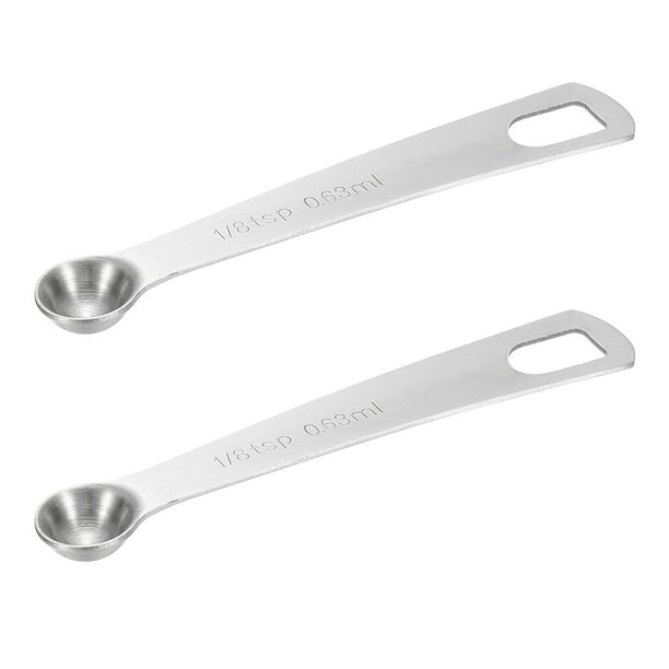 Cucharas medidoras de 2 piezas de 0.63ml, cuchara medidora de 1/8 Tsp de acero inoxidable, medidor individual solo para café molido y té suelto en polvo