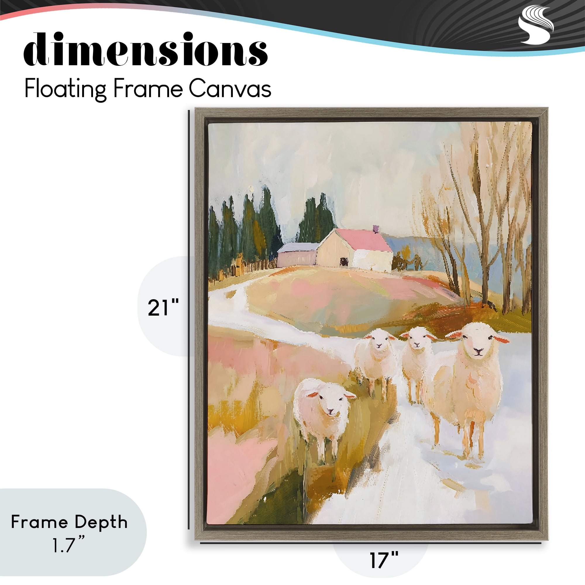 Stupell Industries Sheep on the Roadside Pasture Brown Framed Floater Canvas Wall Art, design by The Prints Vibe