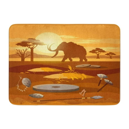 - KDAGR Stone Age Hunting for Mammoth Prehistoric Tool Neolithic Paleolith Doormat Floor Rug Bath Mat 30x18 inch