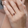 thumbnail image 4 of ANGARA Natural Princess Diana Inspired Ruby Ring with Diamond Halo in 14K Rose Gold for Women (Size-5x3mm) | July Birthstone, Birthday, Anniversary, Jewelry Gift for Women | Natural Ruby Ring, 4 of 10