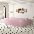 thumbnail image 4 of Homy Casa Convertible Floor Sofa Bed with Pillows, Folding Teddy Fabric Sleeper for Apartment, Pink, 4 of 9