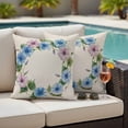 thumbnail image 5 of Spring Flower Wreath Pillow Covers 2 Pack Country Watercolor Pink Blue Floral Bud Leaf Pillowcase Waterproof Outdoor Throw Pillow Cover for Patio Garden Square Cushion 26”x26”, 5 of 9