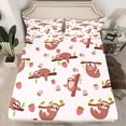 thumbnail image 2 of Castle Fairy Kawaii Sloth 4 Pieces Queen Sheet Sets for Boys Girls,Cute Fruit Animal Ultra Soft Flat Sheet,Cartoon Strawberry Wildlife Queen Fitted Sheet,Luxury Bedroom Decor, 2 of 7