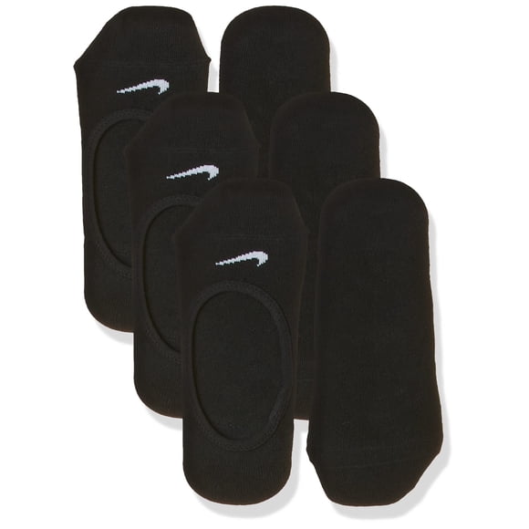 NIKE Chaussettes d'Entraînement Légères à Pieds pour Femmes (3 Paires), Noir/blanc, Moyen