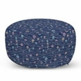thumbnail image 1 of Seashells Pouf Cover with Zipper, Ornate Theme of Underwater Elements, Soft Decorative Fabric Unstuffed Case, 30" W X 17.3" L, Dark Lavender Multicolor, by Ambesonne, 1 of 5