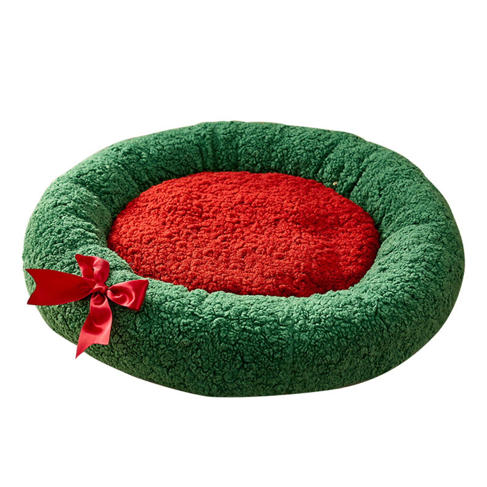 Christmas Pet Bed 15.7 Inch Warm Cat Dog Bed Deep Sleep Winter Thick Warm Mat for Indoor Pets