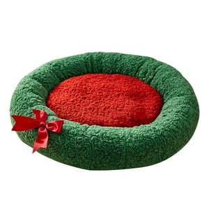 Christmas Pet Bed 15.7 Inch Warm Cat Dog Bed Deep Sleep Winter Thick Warm Mat for Indoor Pets