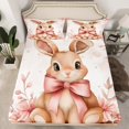 thumbnail image 2 of Feelyou Kawaii Rabbit Twin Sheet Sets, Princess Bowknot Twin Fitted Sheet, Cartoon Bunnies Animal Flat Sheet, Breathable Room Decorative, 3-Piece, 2 of 7