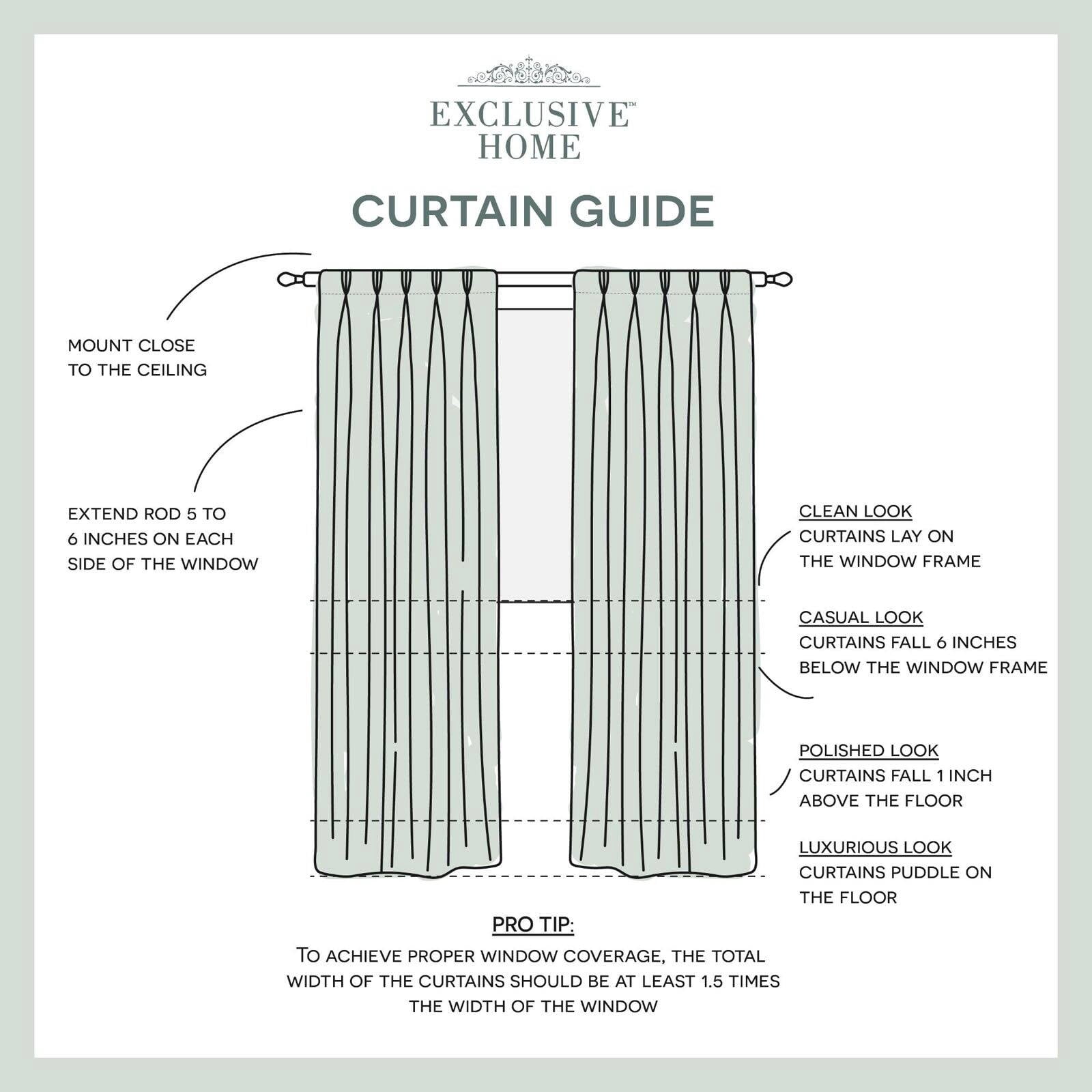 Exclusive Home Curtains Chateau Light Filtering Pinch Pleat Curtain Panels, 96" Length, Indigo, Set of 2