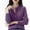 Purple, variant on Women's Cardigan Basic Crew Neck Long Sleeve Button Down Cardigan,Brown Women's Cardigan M