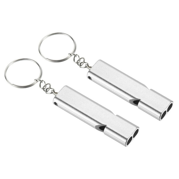 Silbato de supervivencia Uxcell, silbatos de doble tubo super ruidosos, plata, paquete de 2