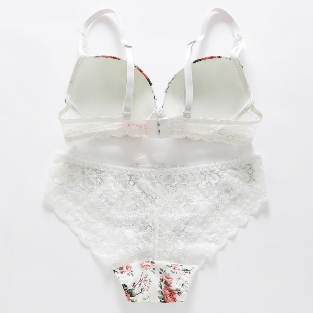 Shanrya Underwear Bra Set, Elegant Floral Transparent Bra and Panty Set  Adjustable Strap with Panty for Wedding Night White : : Clothing,  Shoes & Accessories