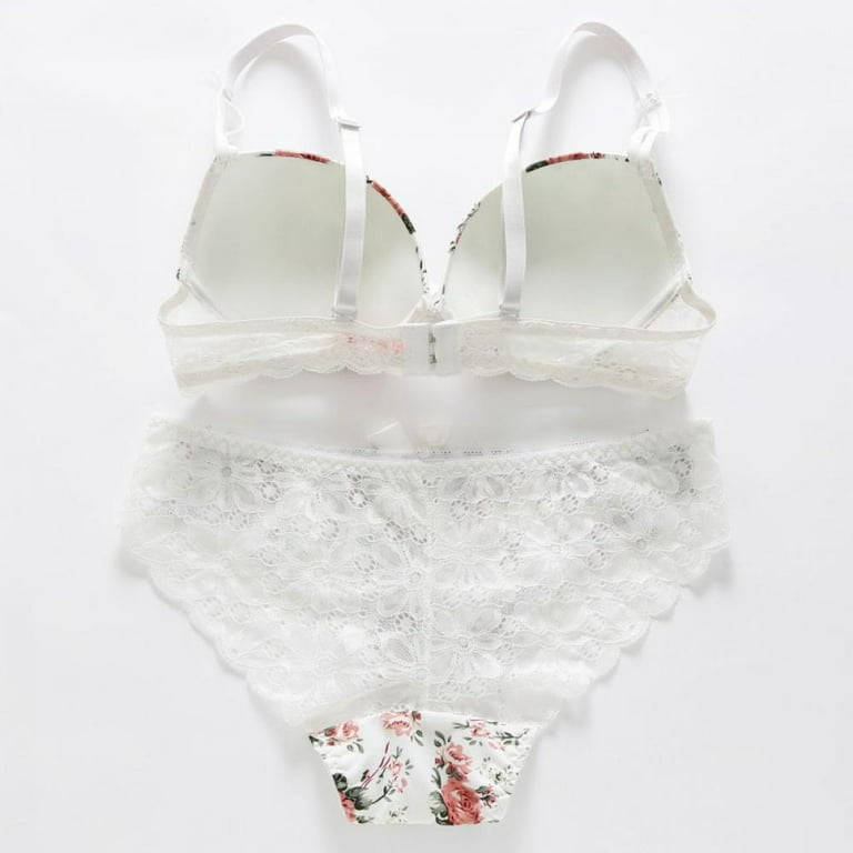 Women's Push Up Embroidery Sexy Lace Floral Bra Sets Panties