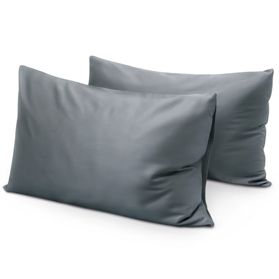 Queen Size 400 Thread Count Cotton Pillowcases Set of 2, Solid Percale Envelope Closure Pillow Cases by SimpleField - Soft, Smooth & Breathable (Dark Gray, 20 x 30 inches)
