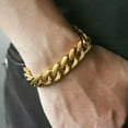 thumbnail image 2 of Miami Cuban Link Bracelet Chain Combo Set 18K Gold Plated Stainless Steel Gift, 2 of 9