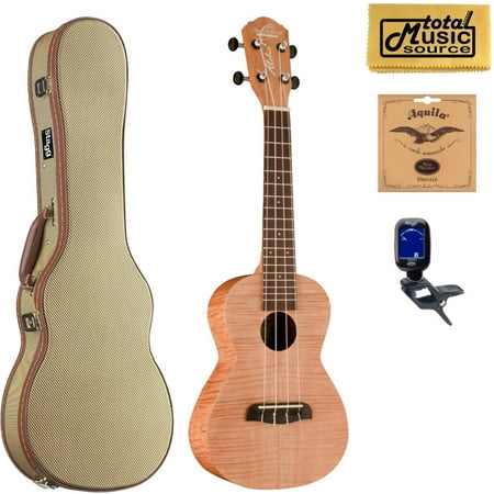 Oscar Schmidt OU2TF Tenor Flame Maple Ukulele, w/ Tweed Case Bundle